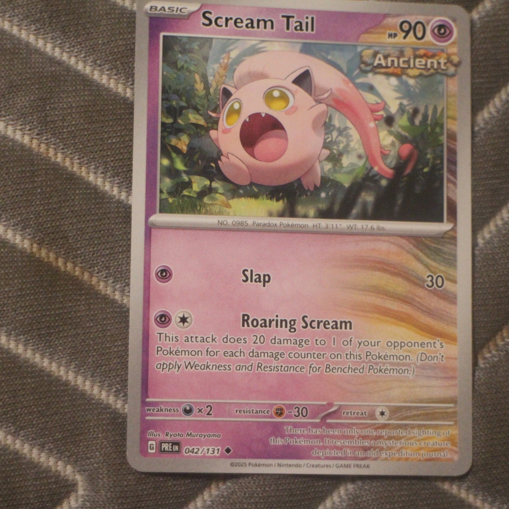 Pokemon Scream Tail Card - Pink and Yellow